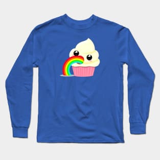 Kawaii Puking Rainbow Cupcake Emoji Long Sleeve T-Shirt